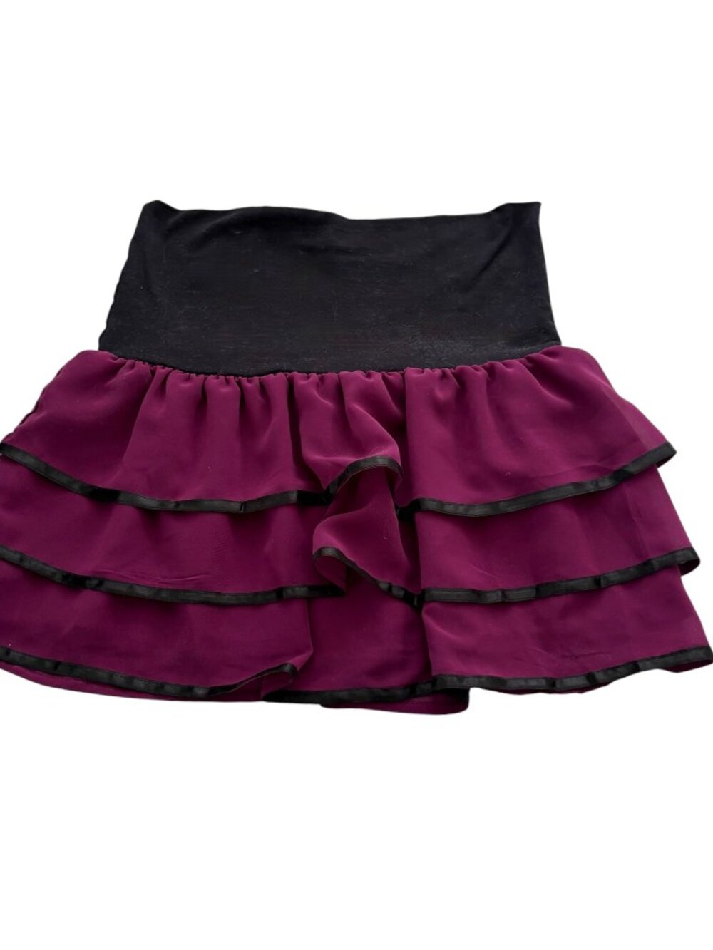 Vintage Y2K Forever 21 Tiered Ruffle Mini Skirt XS Purple Black Emo Goth Girl